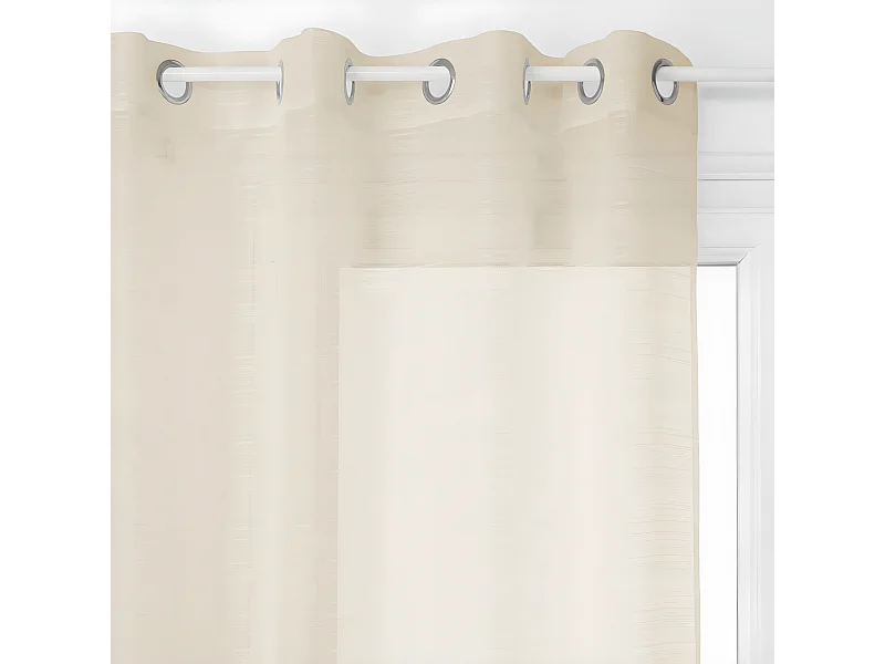 Voilage à œillets Beige Lin tissage à rayures 140 x 240 cm
