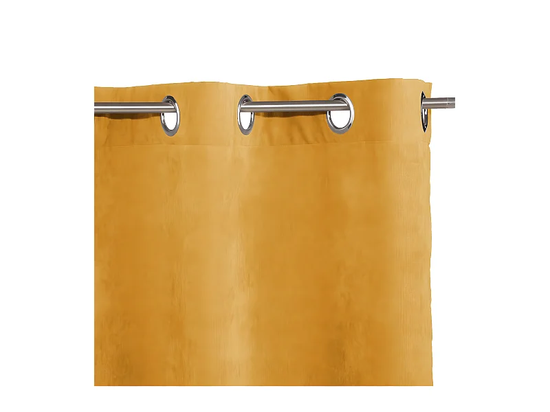 Rideau à œillets effet suédine Ocre 140 x 260 cm