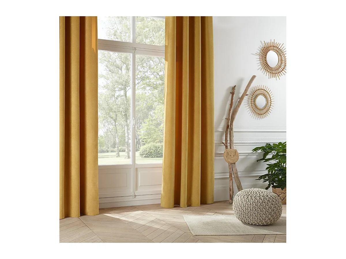 Rideau à œillets effet suédine Ocre 140 x 260 cm