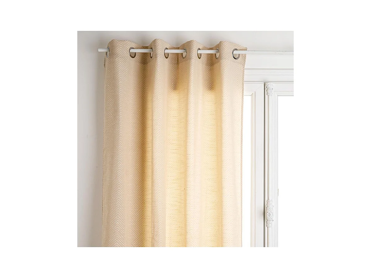 Rideau à œillets tissu Jacquard coloris Lin 140 x 260 cm
