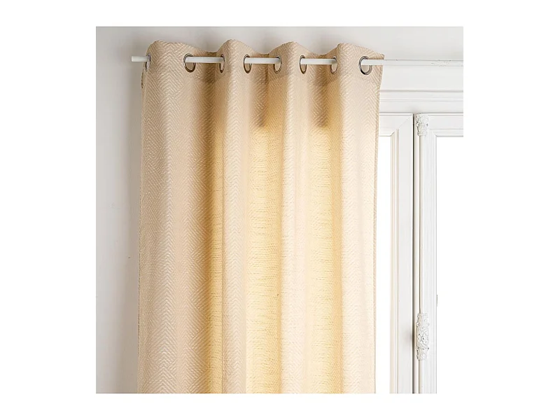 Rideau à œillets tissu Jacquard coloris Lin 140 x 260 cm
