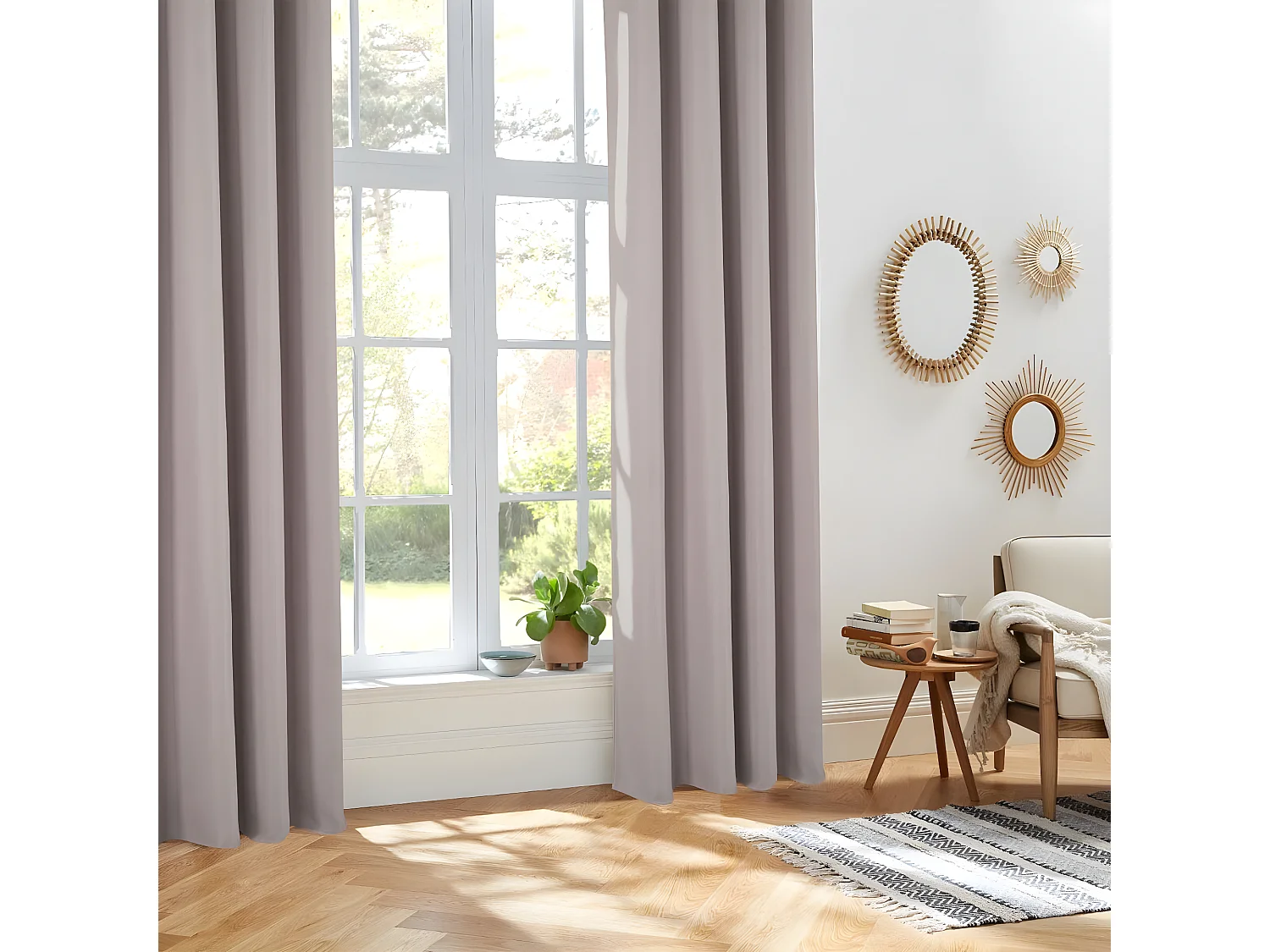 Rideau à œillets Isolant Beige Lin   140 x 260 cm