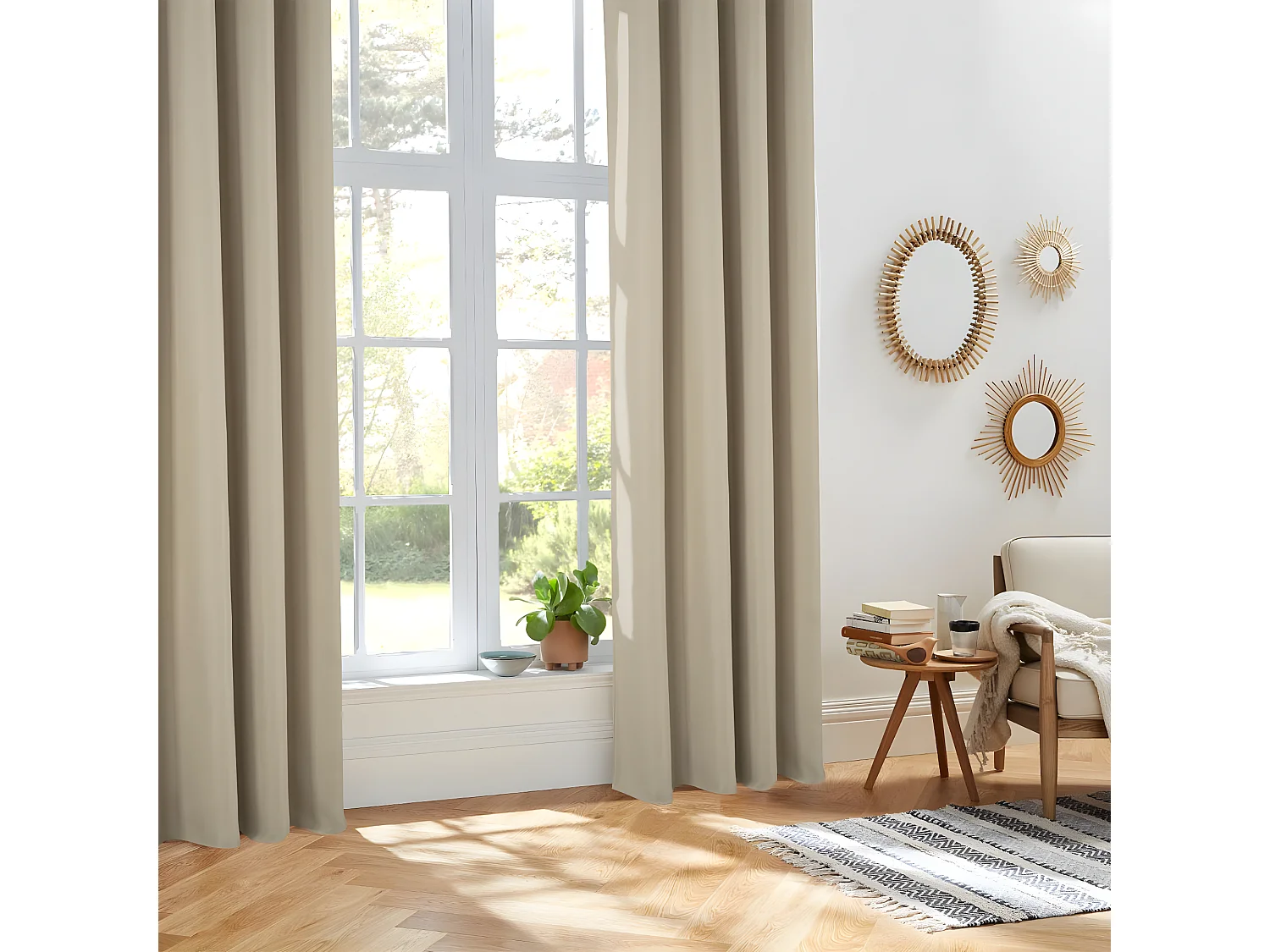 Rideau à œillets Isolant Beige Lin   140 x 260 cm