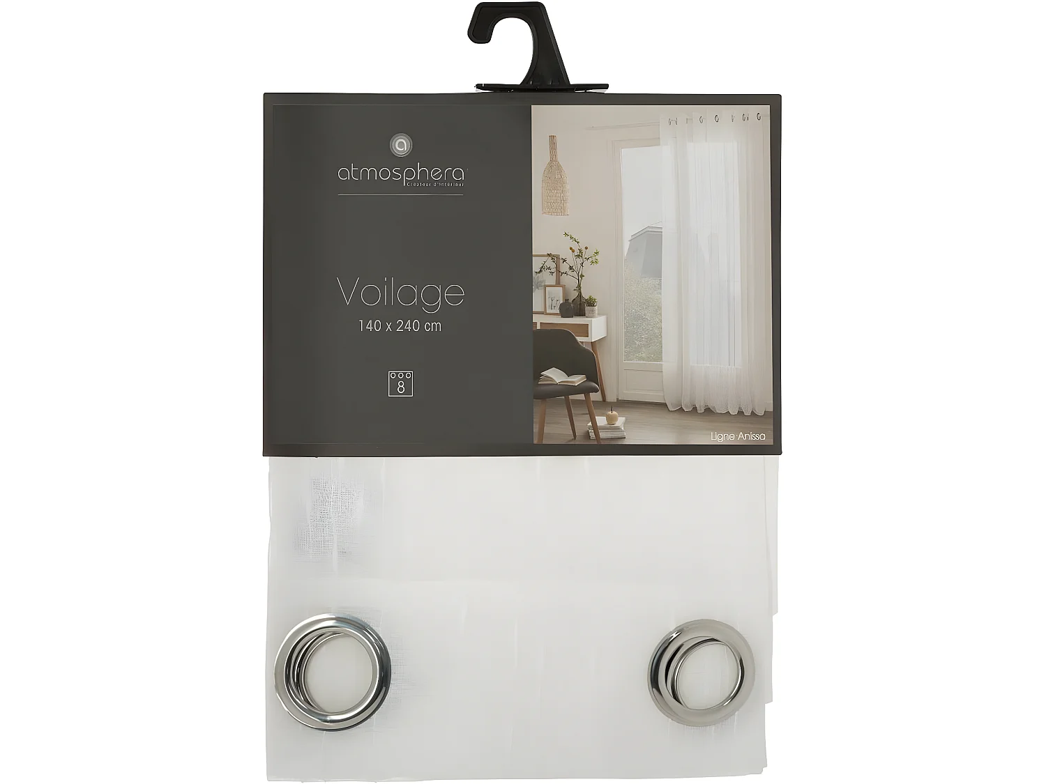 Voilage à œillets Blanc avec relief 140 x 240 cm