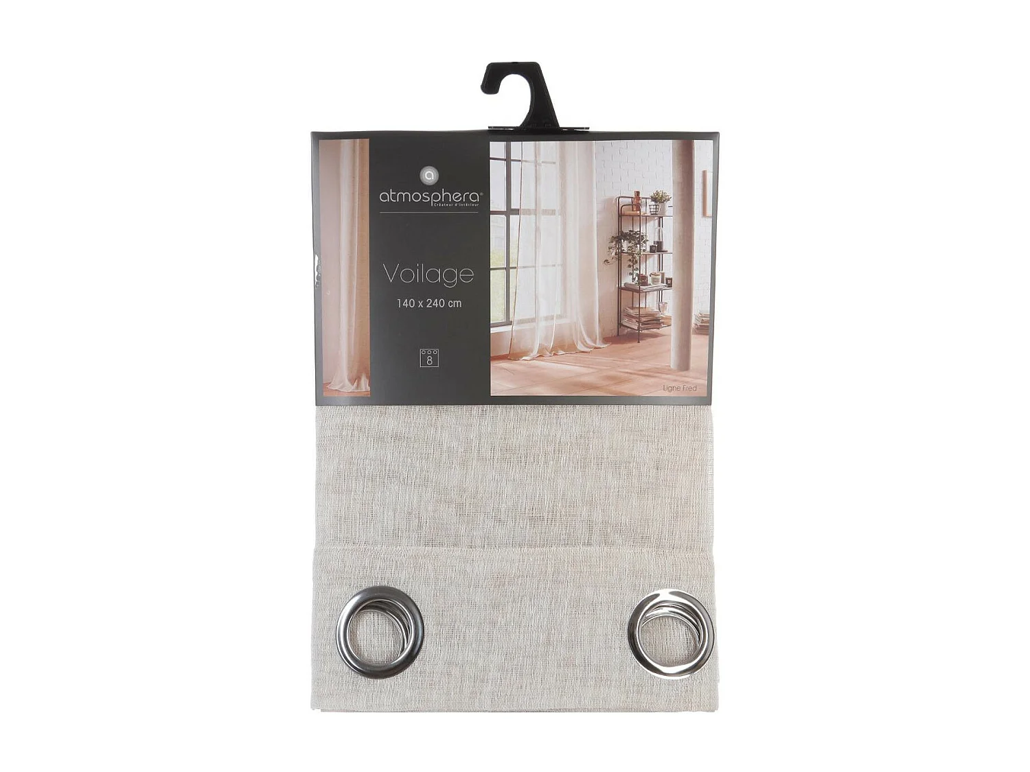 Voilage à œillets Beige Lin 140 x 240 cm