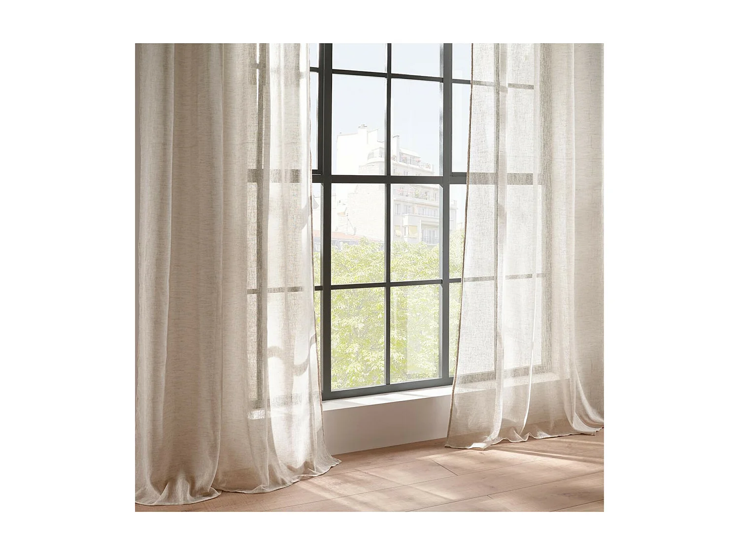 Voilage à œillets Beige Lin 140 x 240 cm