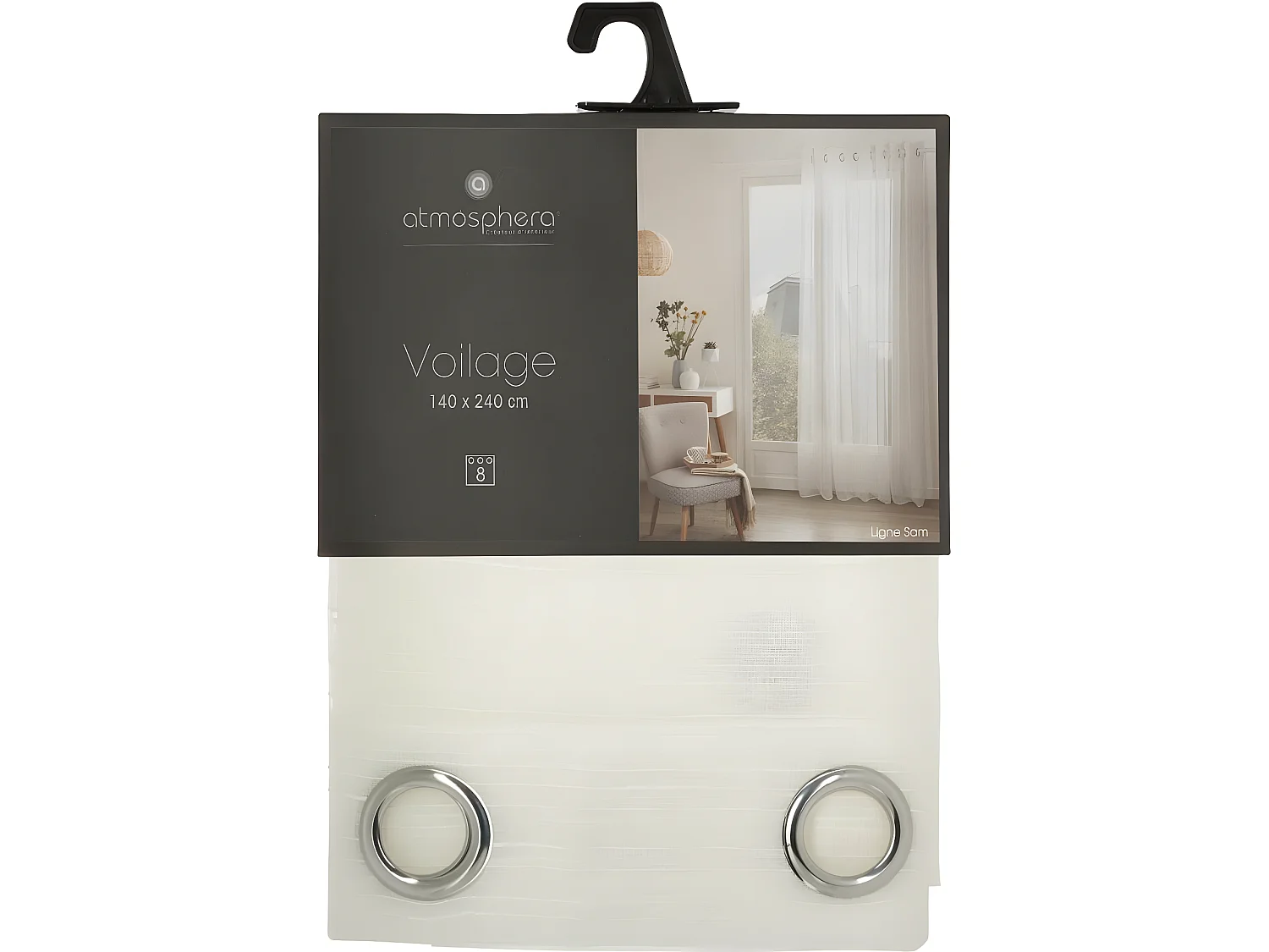 Voilage à œillets Ivoire texturé 140 x 240 cm