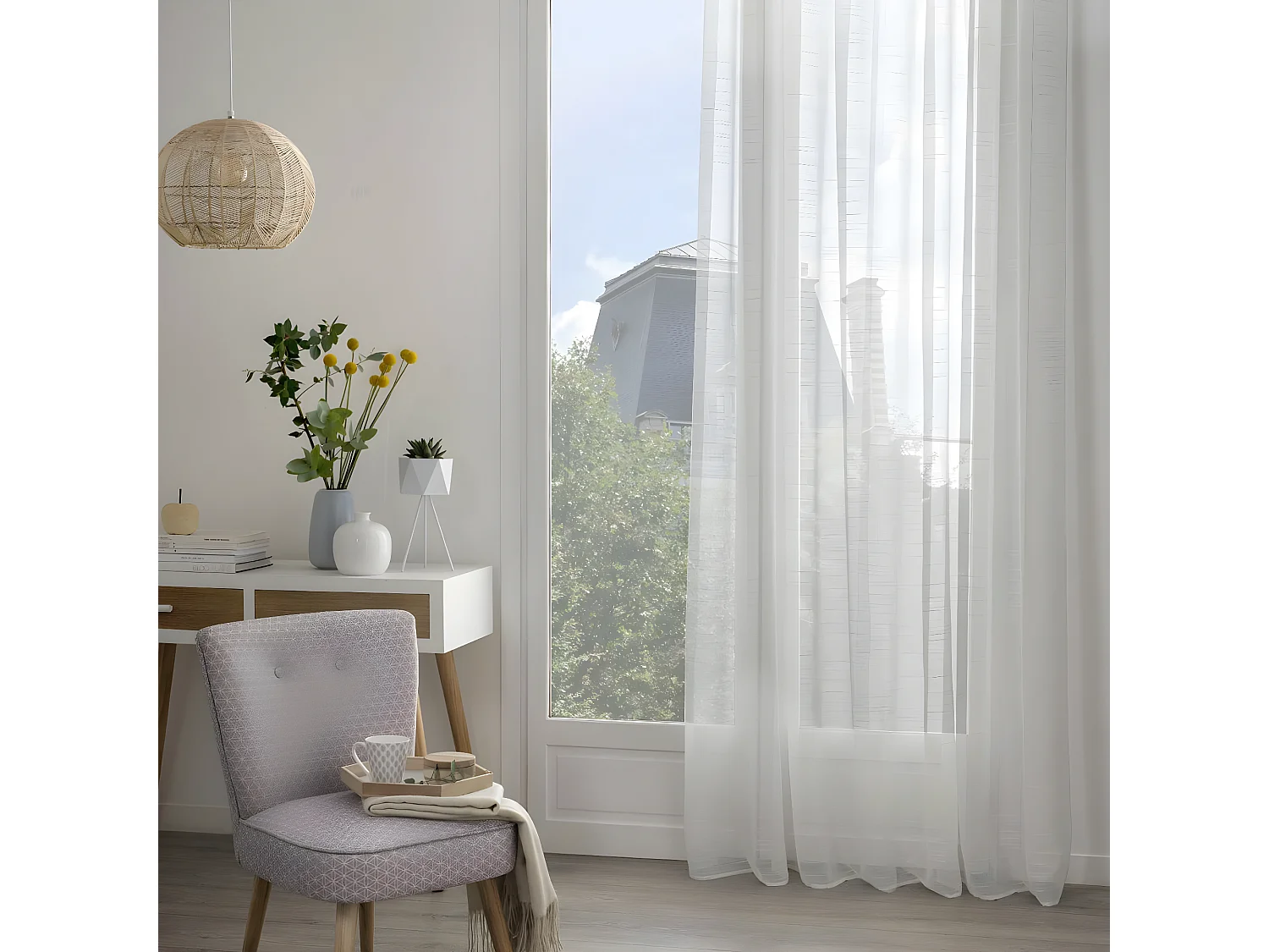 Voilage à œillets Ivoire texturé 140 x 240 cm