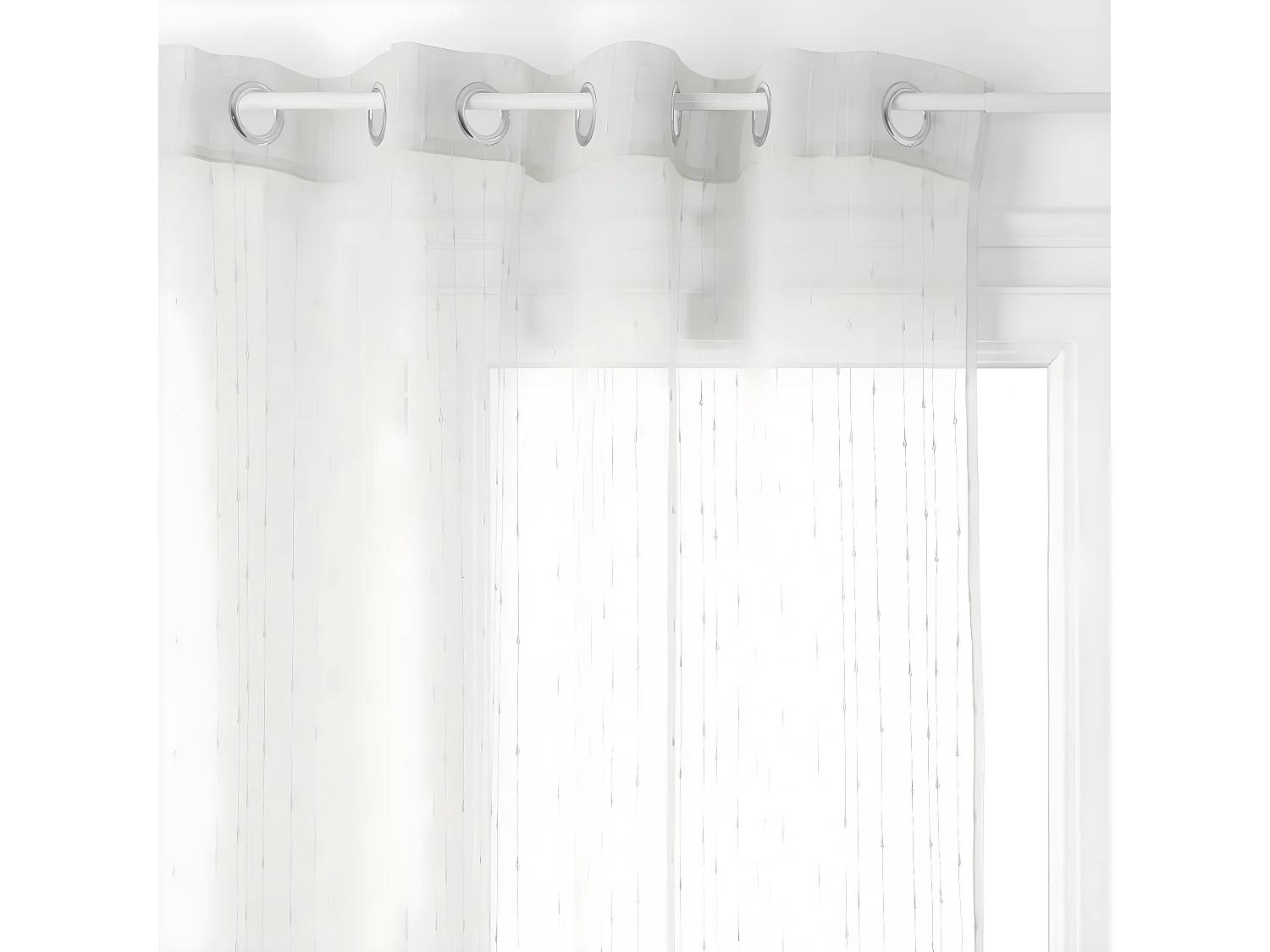 Voilage à œillets  Beige Lin avec fines rayures en relief 140 x 260 cm