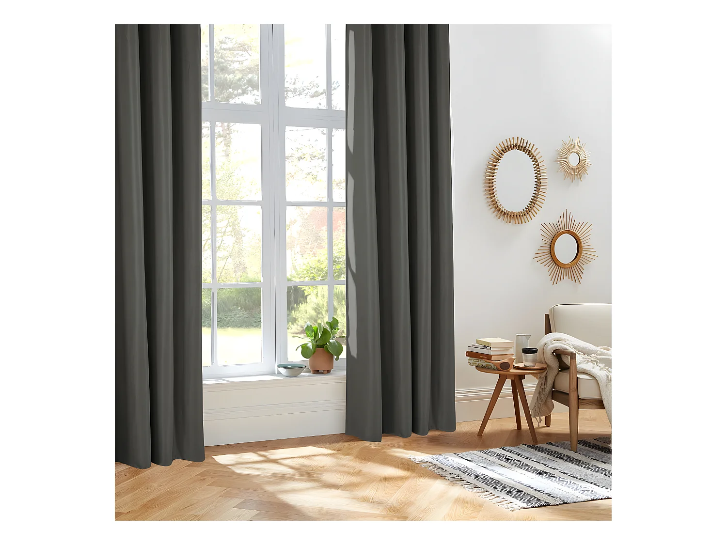 Rideau à œillets Isolant Gris foncé 140 x 260 cm