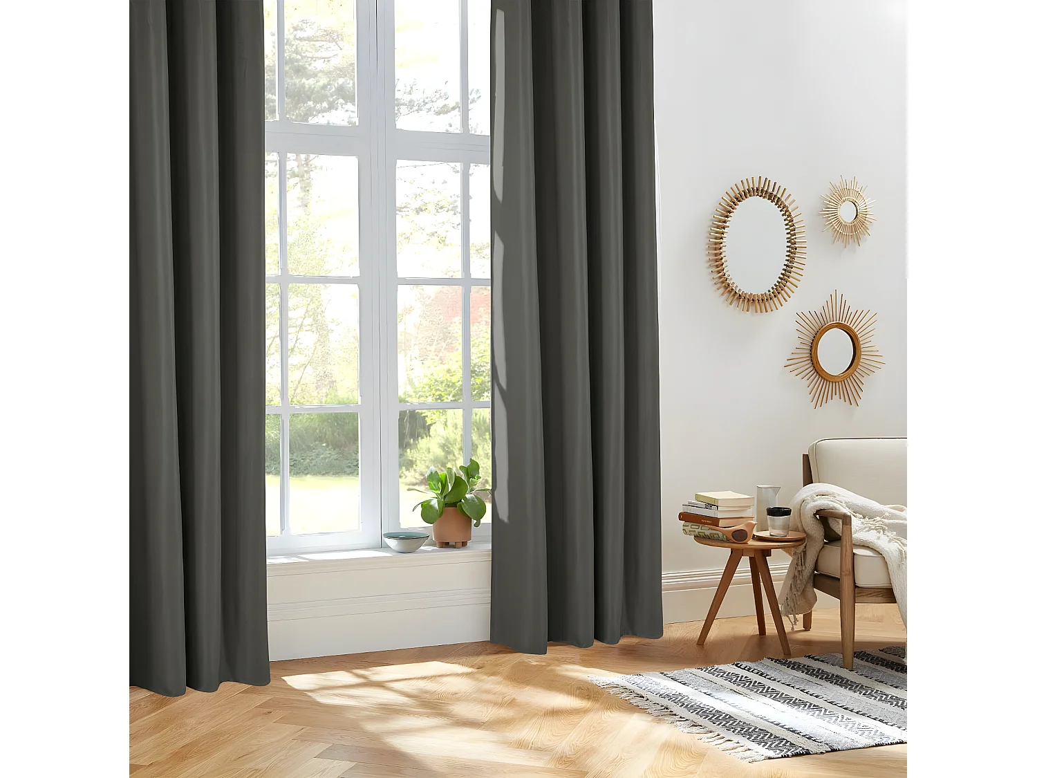 Rideau à œillets Isolant Gris foncé 140 x 260 cm