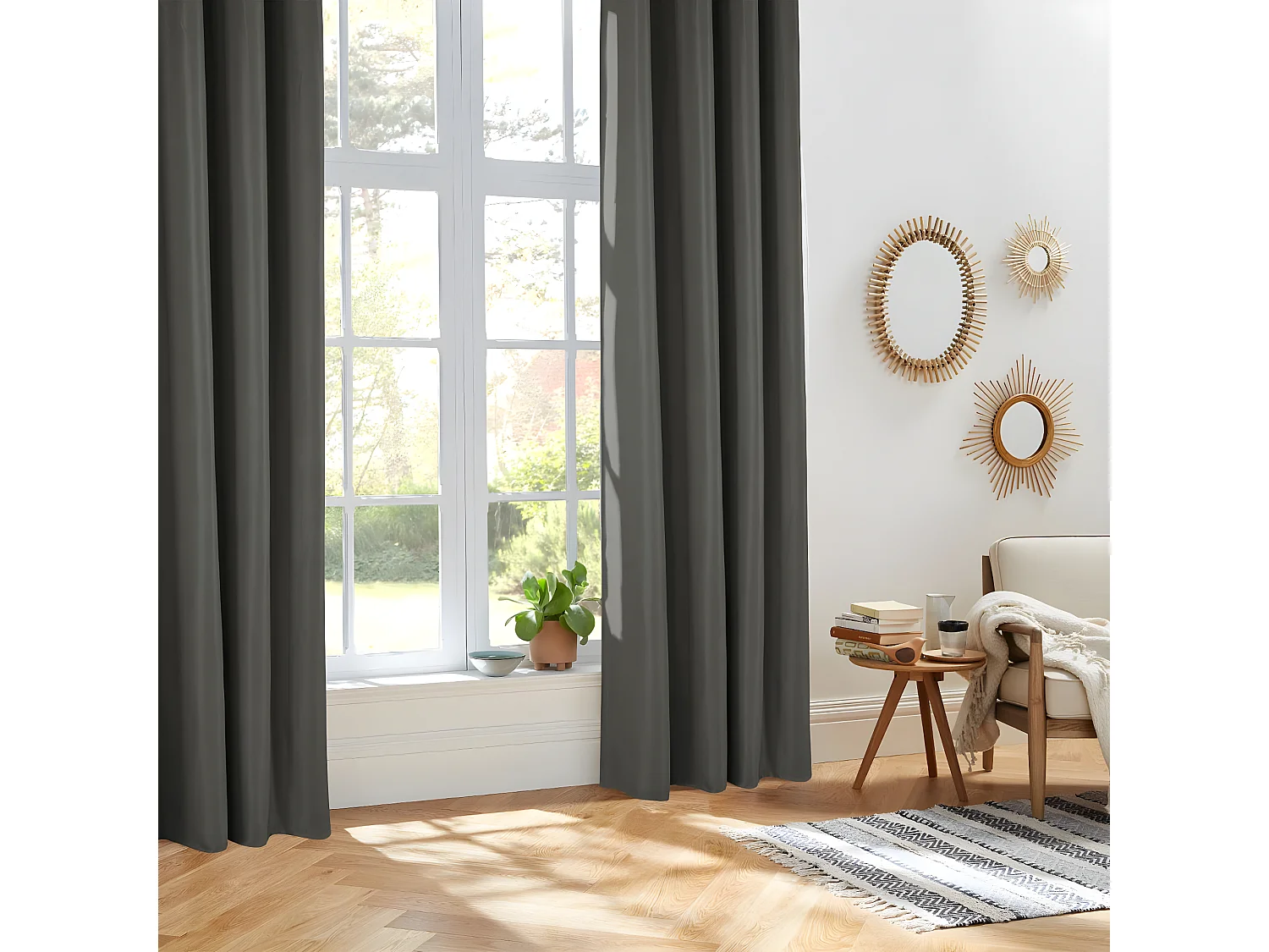 Rideau à œillets Isolant Gris foncé 140 x 260 cm