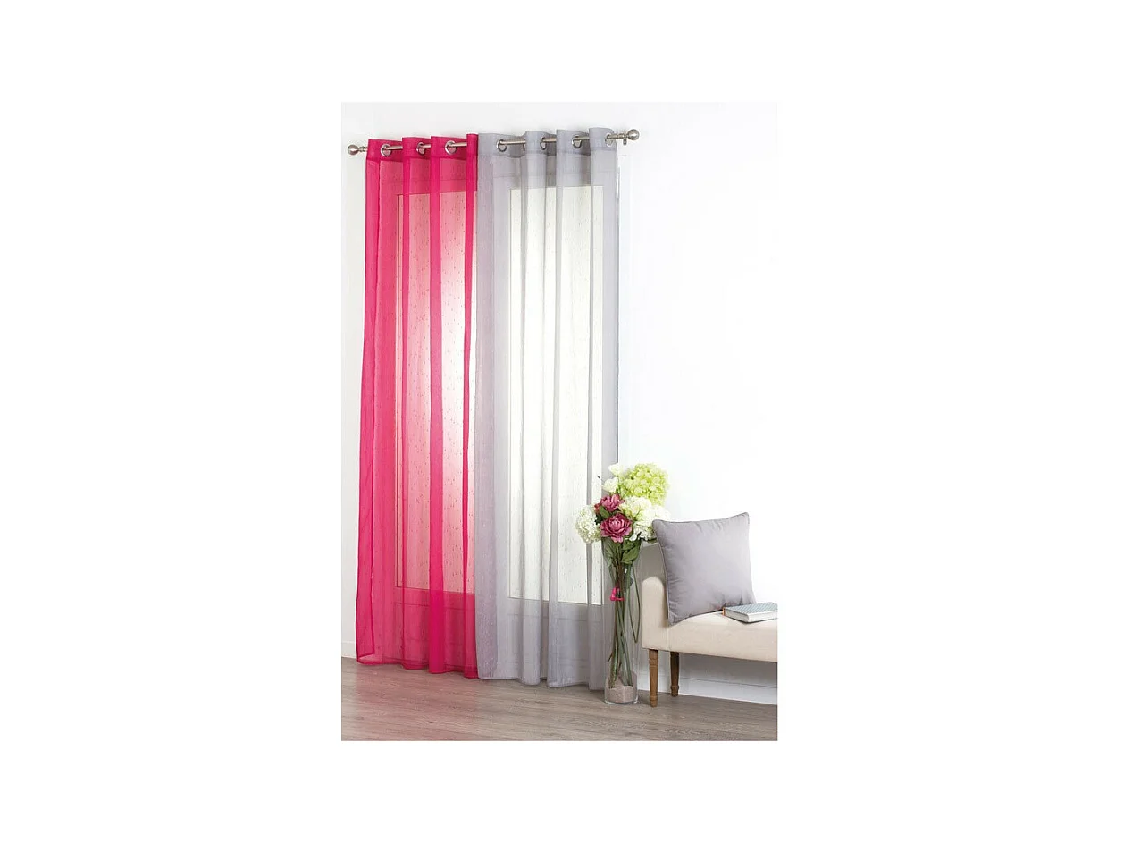 Voilage à œillets Gris avec de fines rayures 140 x 240 cm