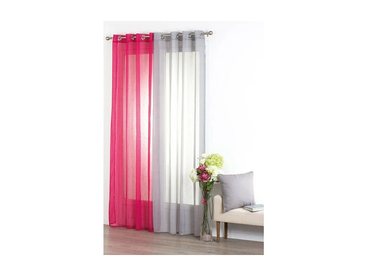 Voilage à œillets Gris avec de fines rayures 140 x 240 cm