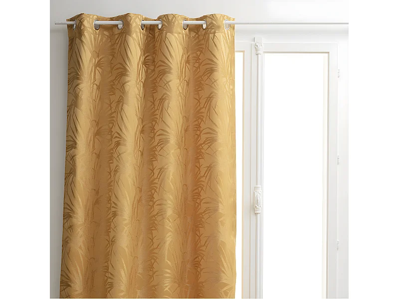 Rideau à œillets Occultant Jacquard Jaune Ocre 140 x 260 cm