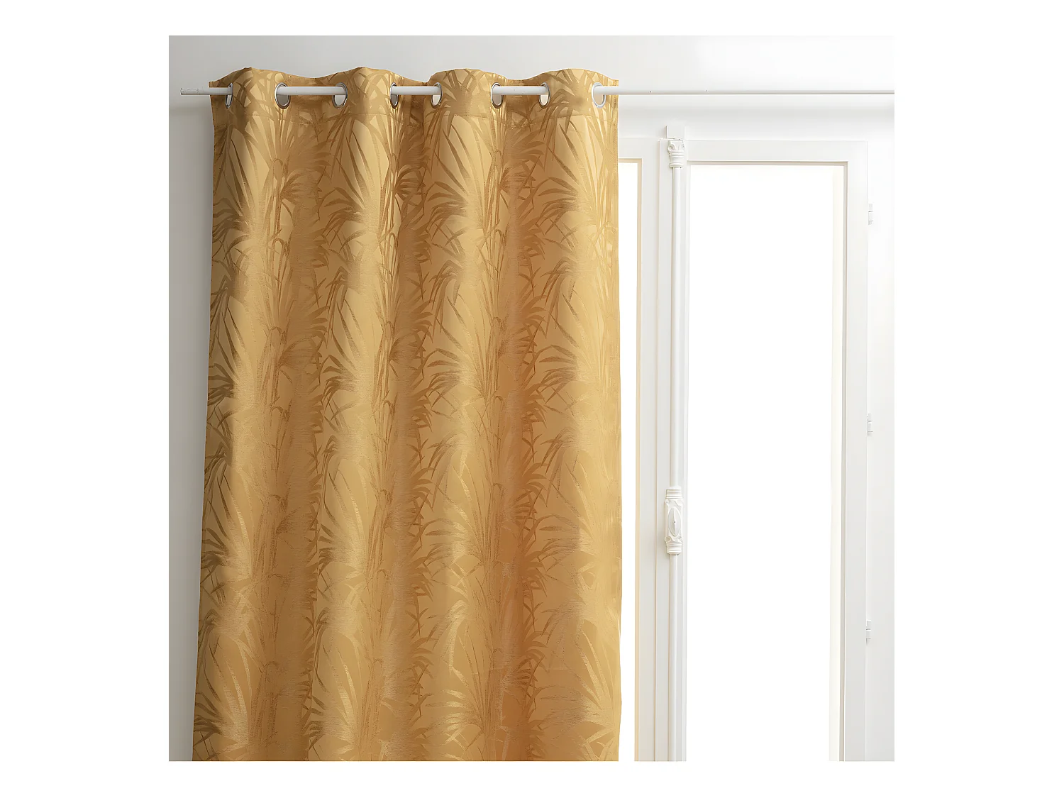 Rideau à œillets Occultant Jacquard Jaune Ocre 140 x 260 cm