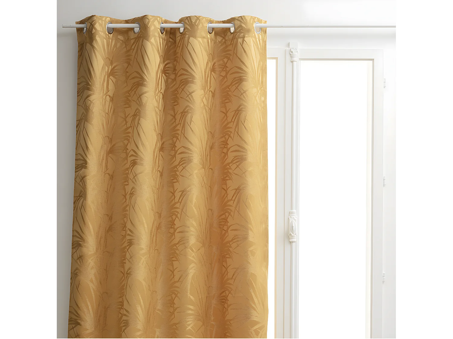 Rideau à œillets Occultant Jacquard Jaune Ocre 140 x 260 cm