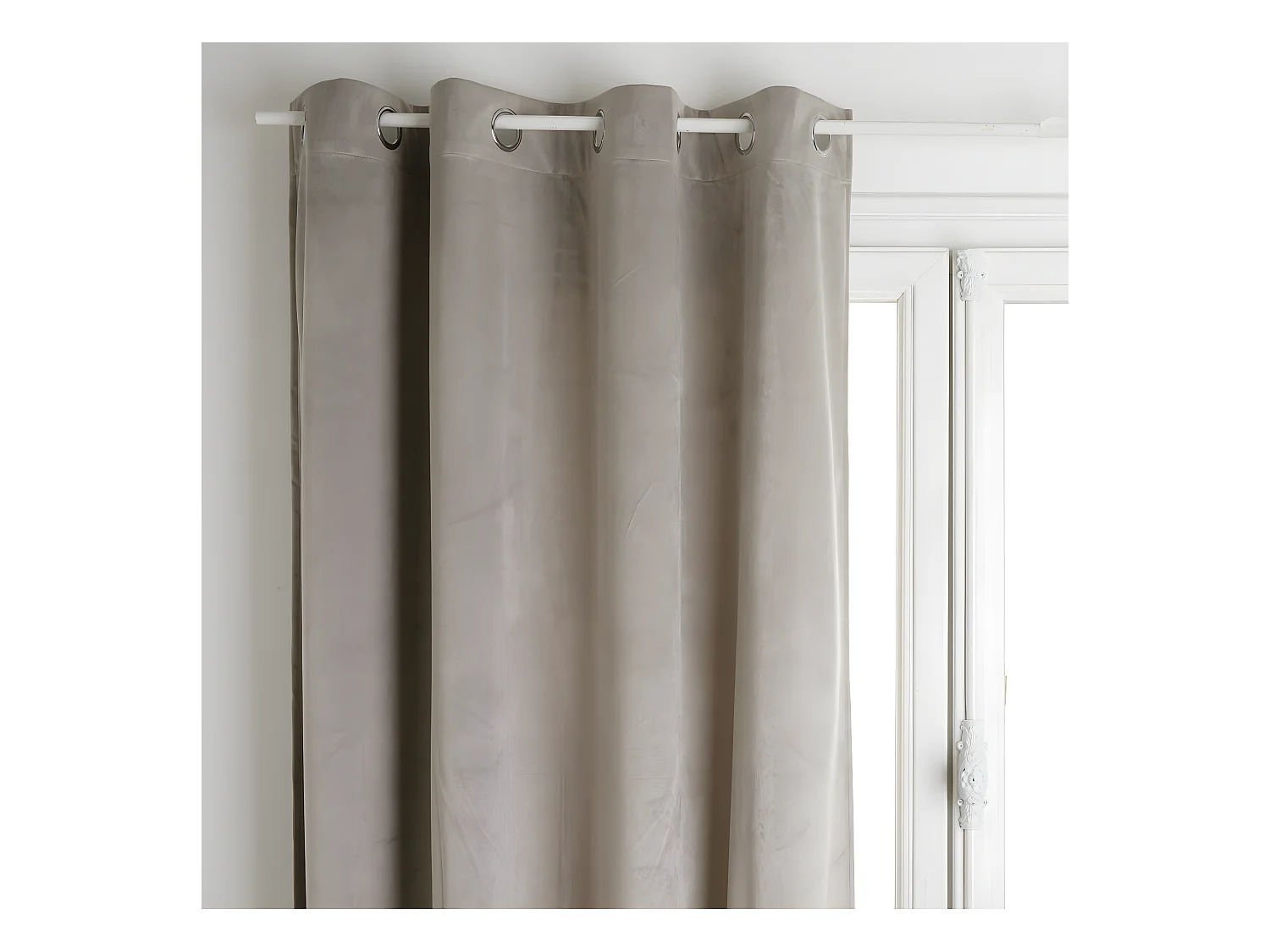 Rideau à œillets Occultant en Velours  Gris souris 140 x 260 cm