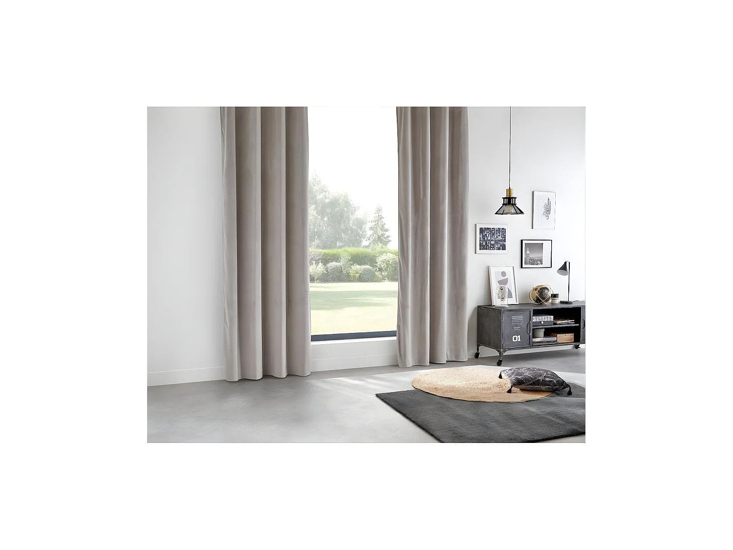 Rideau à œillets Occultant en Velours  Gris souris 140 x 260 cm