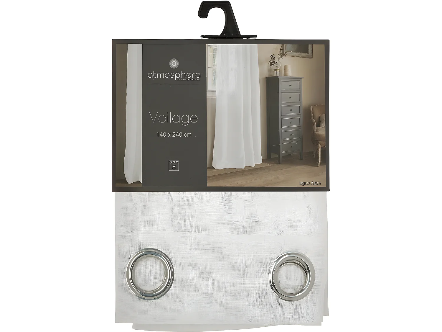 Voilage à œillets Blanc aspect satiné 140 x 240 cm