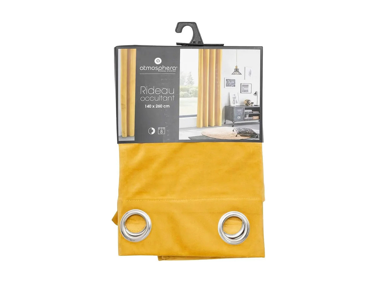 Rideau à œillets Occultant en Velours Ocre 140 x 260 cm