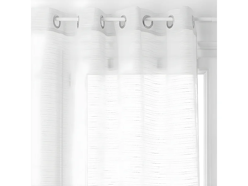 Voilage à œillets Blanc texturé 140 x 240 cm