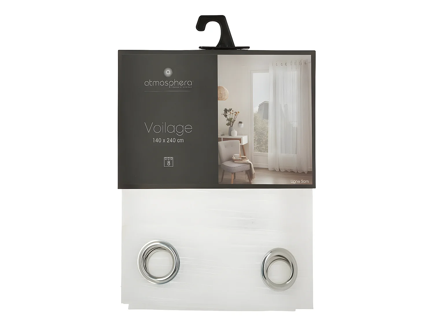 Voilage à œillets Blanc texturé 140 x 240 cm