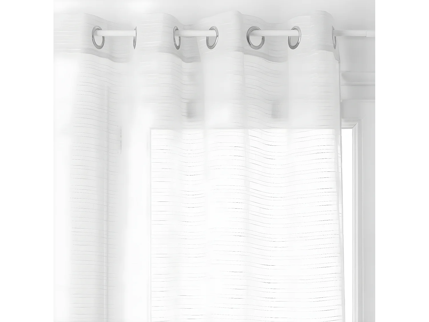 Voilage à œillets Blanc texturé 140 x 240 cm