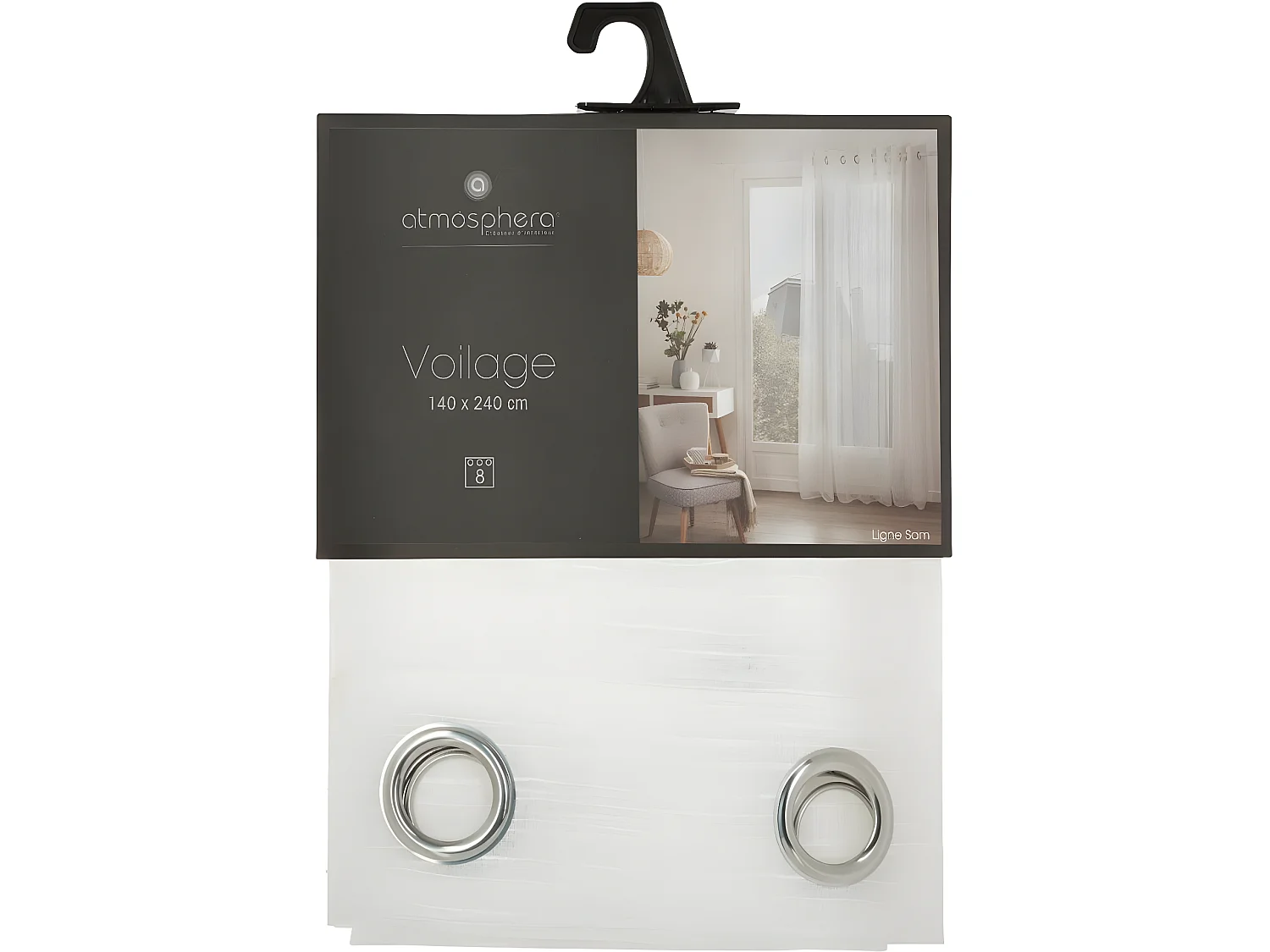 Voilage à œillets Blanc texturé 140 x 240 cm