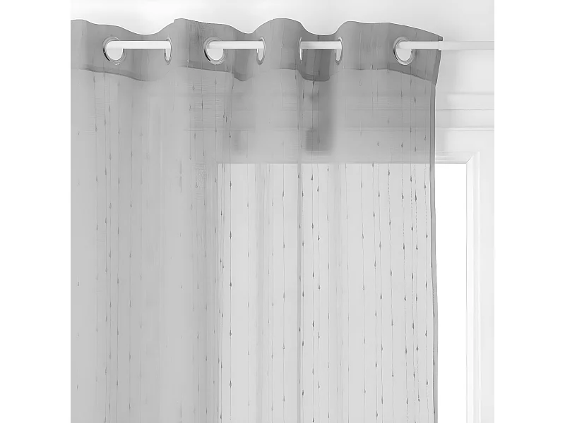 Voilage à œillets Gris avec relief 140 x 240 cm