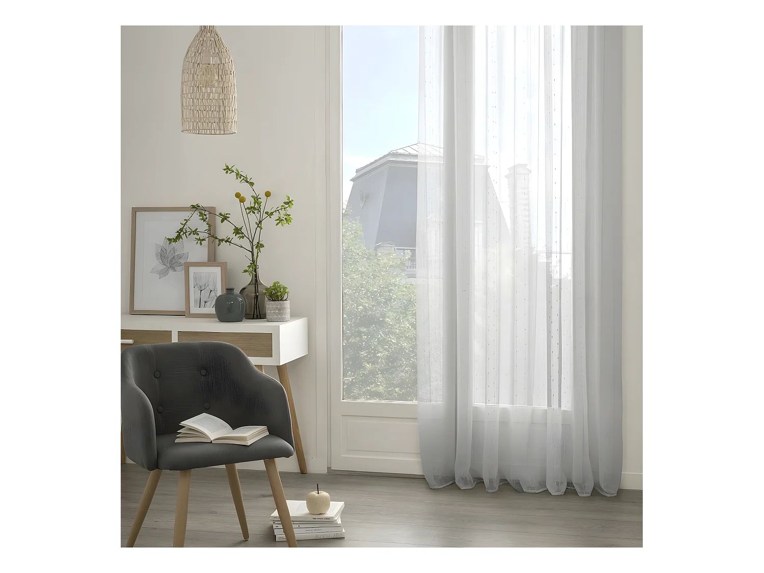 Voilage à œillets Gris avec relief 140 x 240 cm