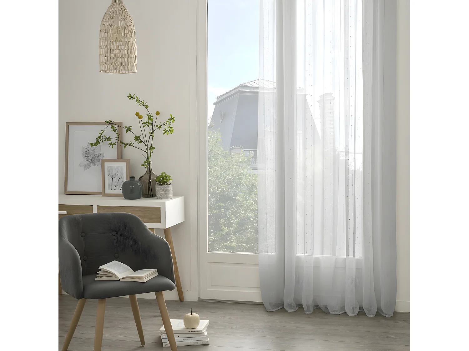 Voilage à œillets Gris avec relief 140 x 240 cm