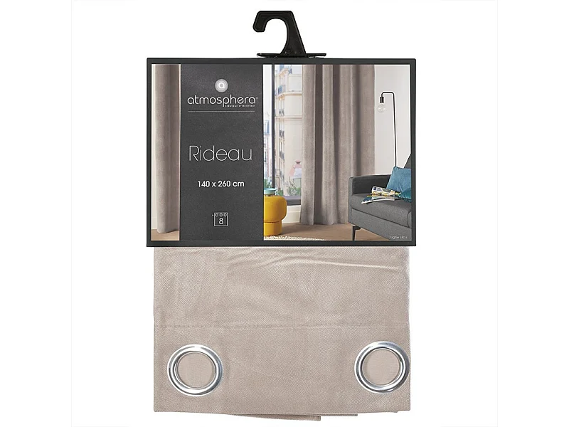 Rideau à œillets 140 x 260 cm Lilou Taupe