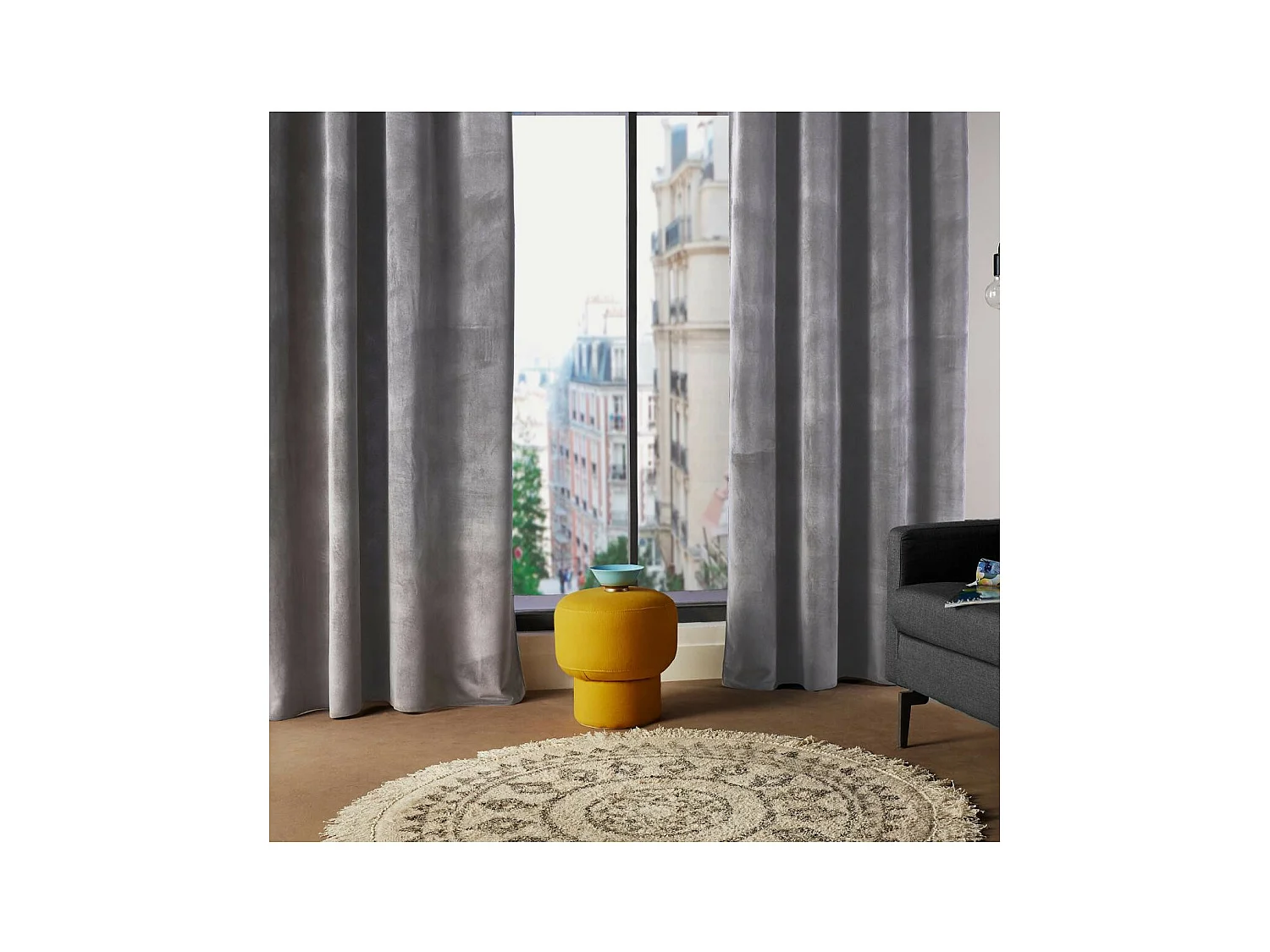 Rideau à œillets 140 x 260 cm Lilou Gris Foncé