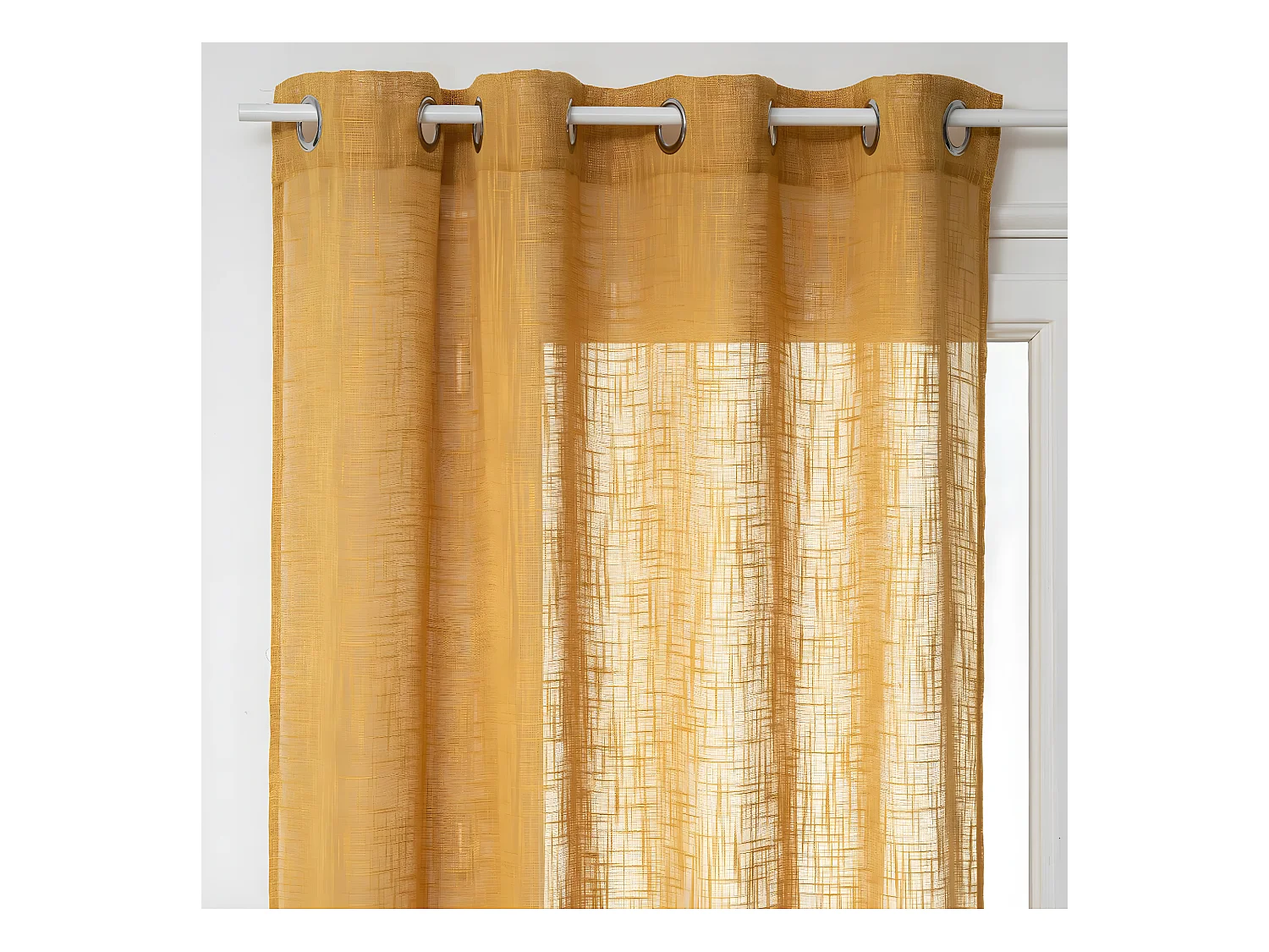 Voilage à œillets Jaune Ocre aspect satiné 140 x 240 cm