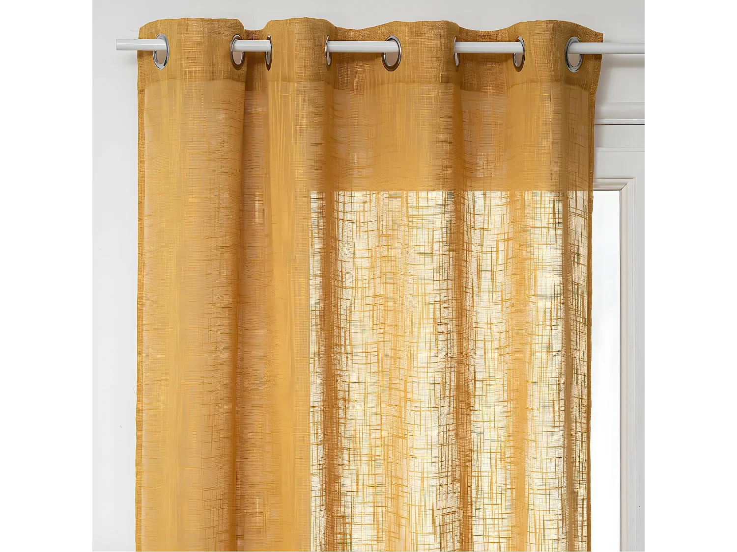 Voilage à œillets Jaune Ocre aspect satiné 140 x 240 cm