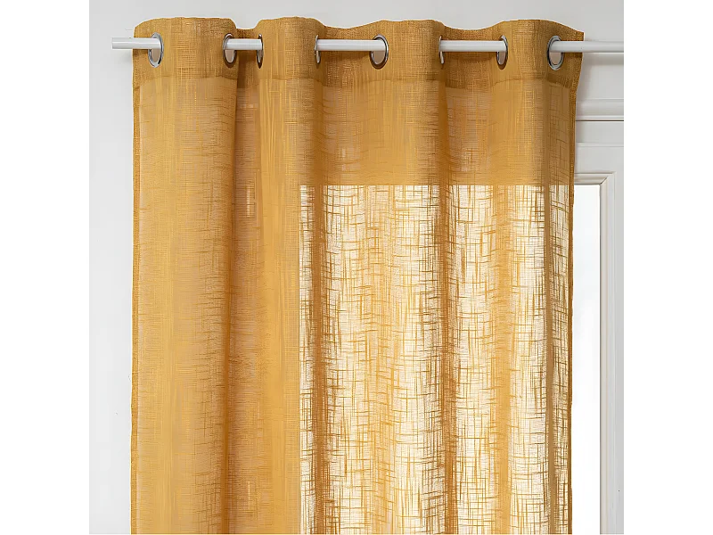 Voilage à œillets Jaune Ocre aspect satiné 140 x 240 cm