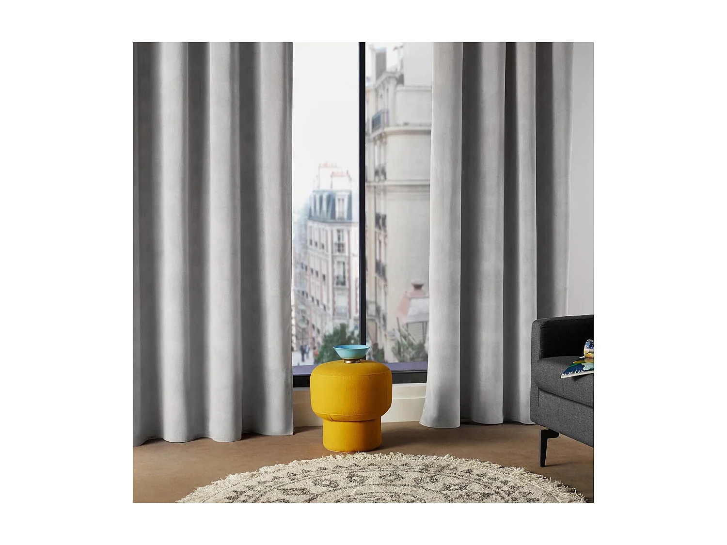 Rideau à œillets 140 x 260 cm Lilou Gris Clair