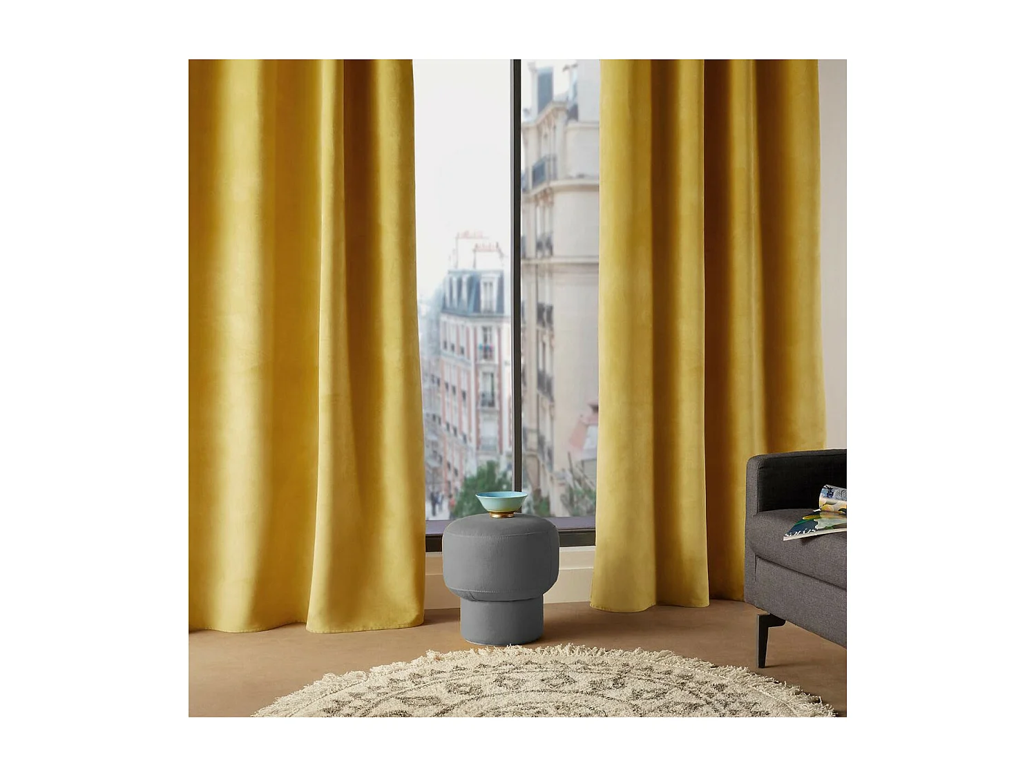 Rideau à œillets 140 x 260 cm Lilou Jaune Ocre