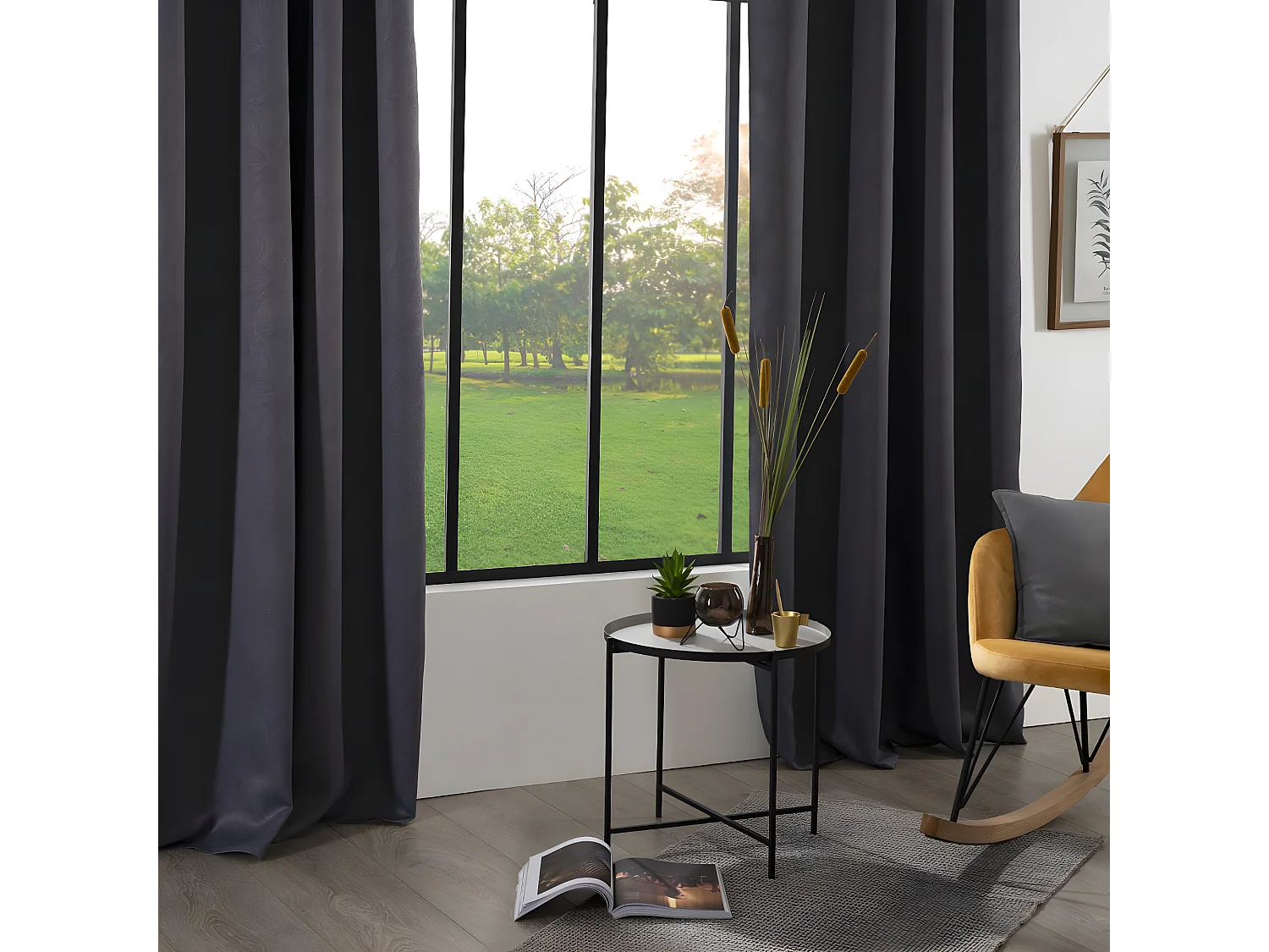 Cortina opaca con hojas de relieve 140 x 260 cm