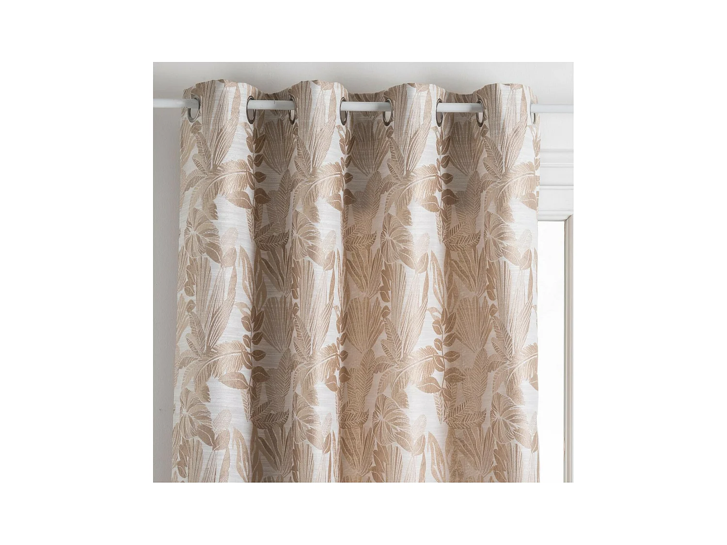 Rideau à œillets Jacquard Beige Lin 140 x 260 cm