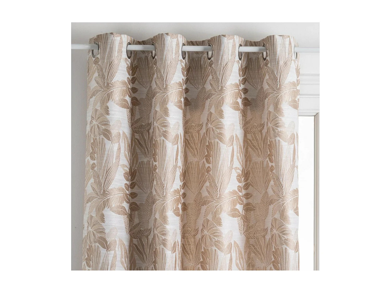 Rideau à œillets Jacquard Beige Lin 140 x 260 cm