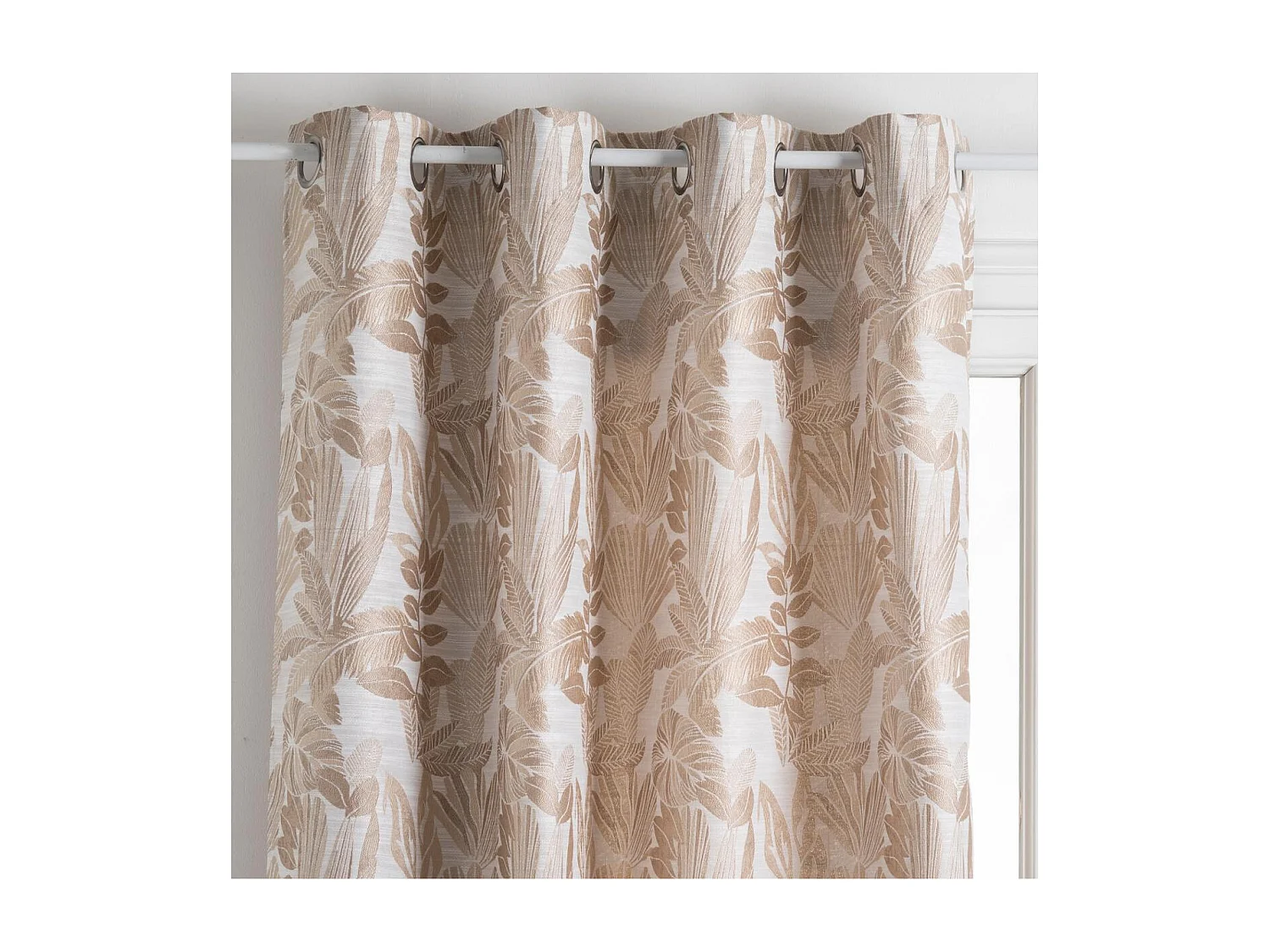 Rideau à œillets Jacquard Beige Lin 140 x 260 cm