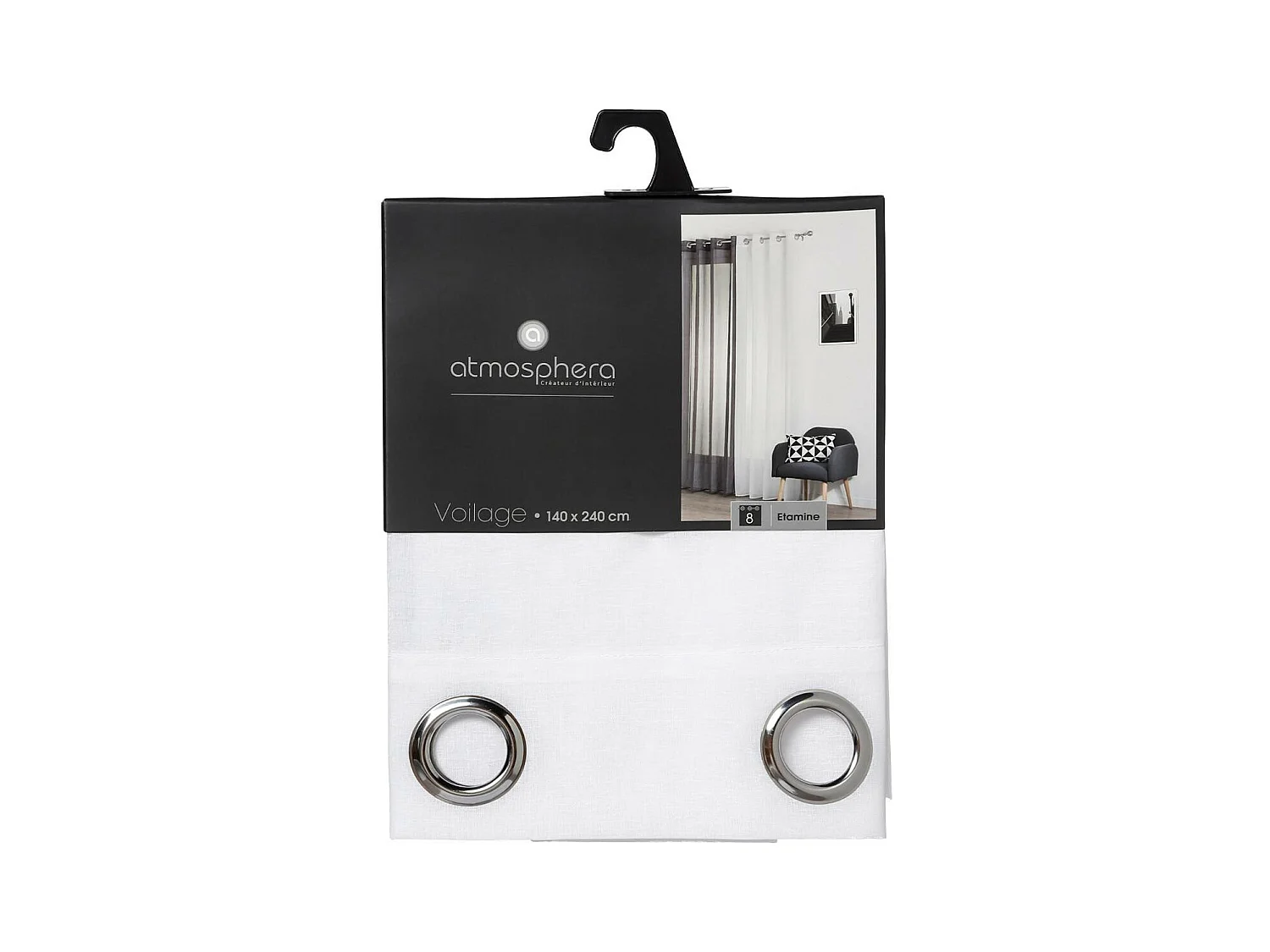 Voilage à œillets Etamine Blanc 140 x 240 cm