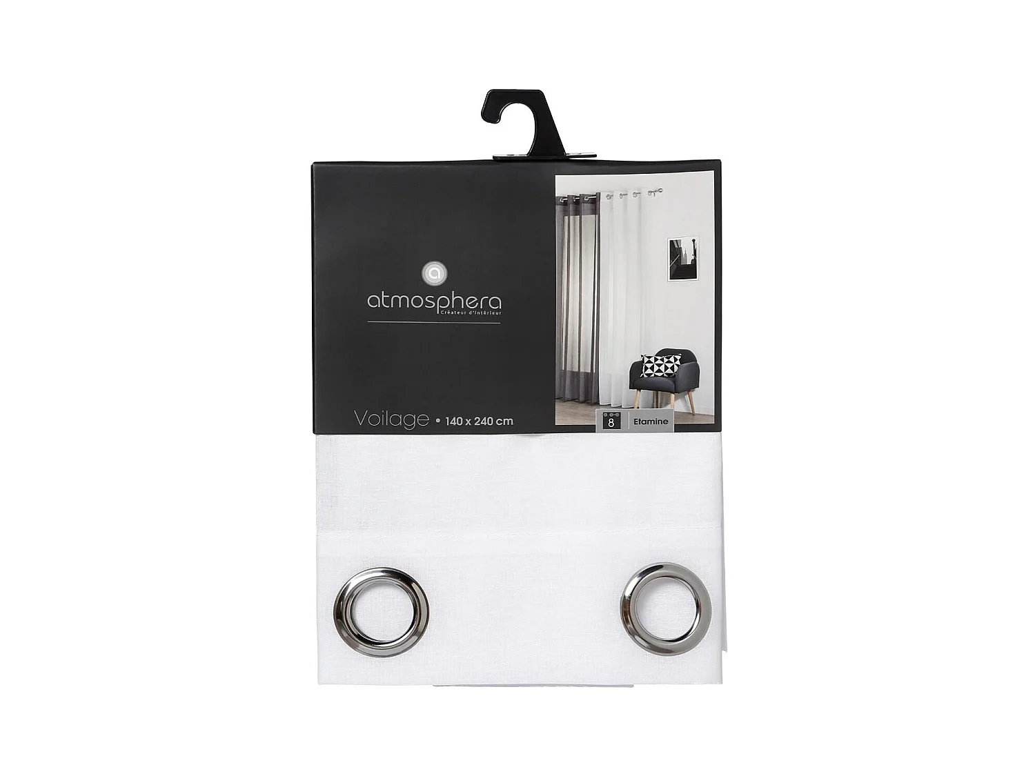 Voilage à œillets Etamine Blanc 140 x 240 cm