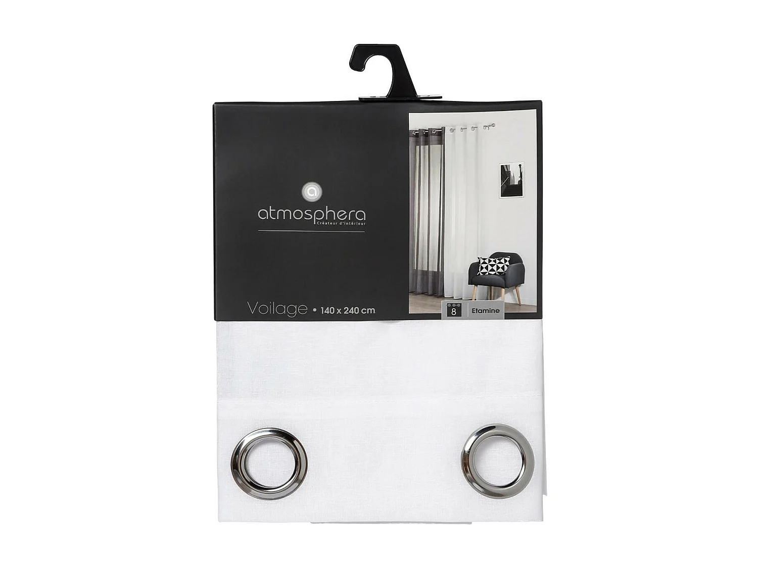 Voilage à œillets Etamine Blanc 140 x 240 cm