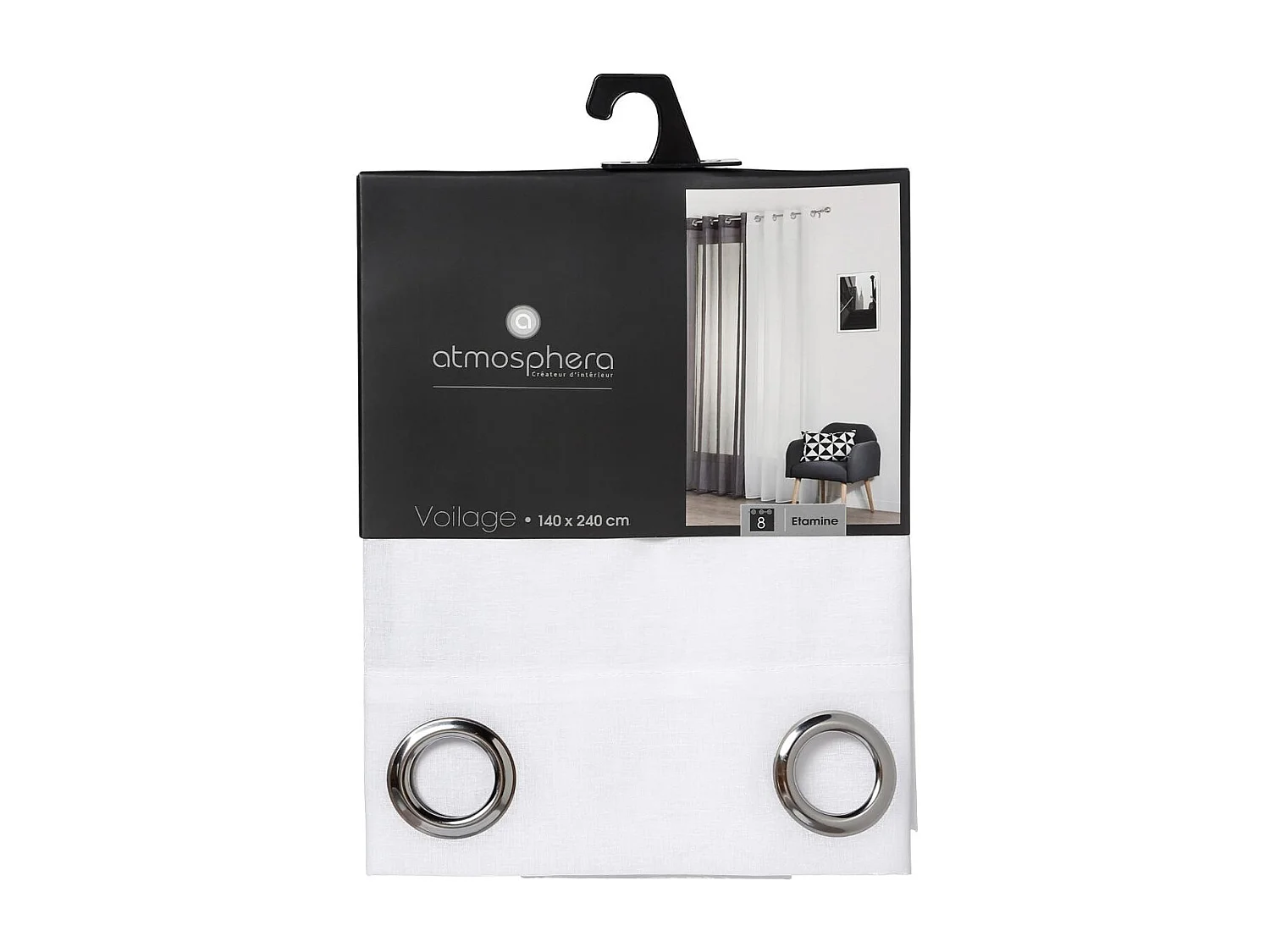 Voilage à œillets Etamine Blanc 140 x 240 cm