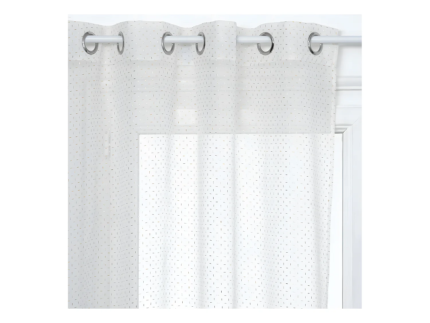 Voilage à œillets Blanc motif Croix Or en relief 140 x 240 cm