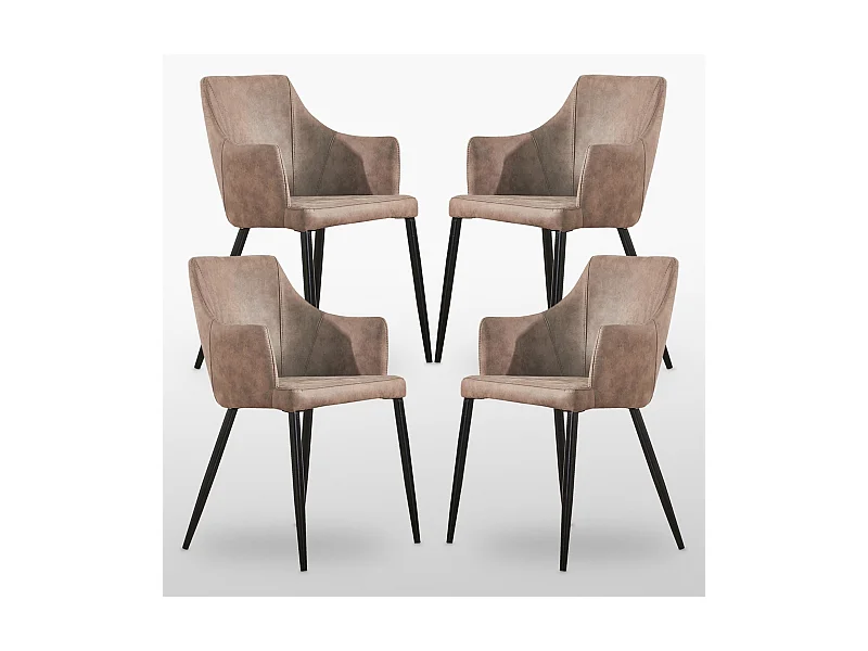 ZARAH - Lot de 4 Chaises Design en Simili Cuir - Rembourrée - Marron