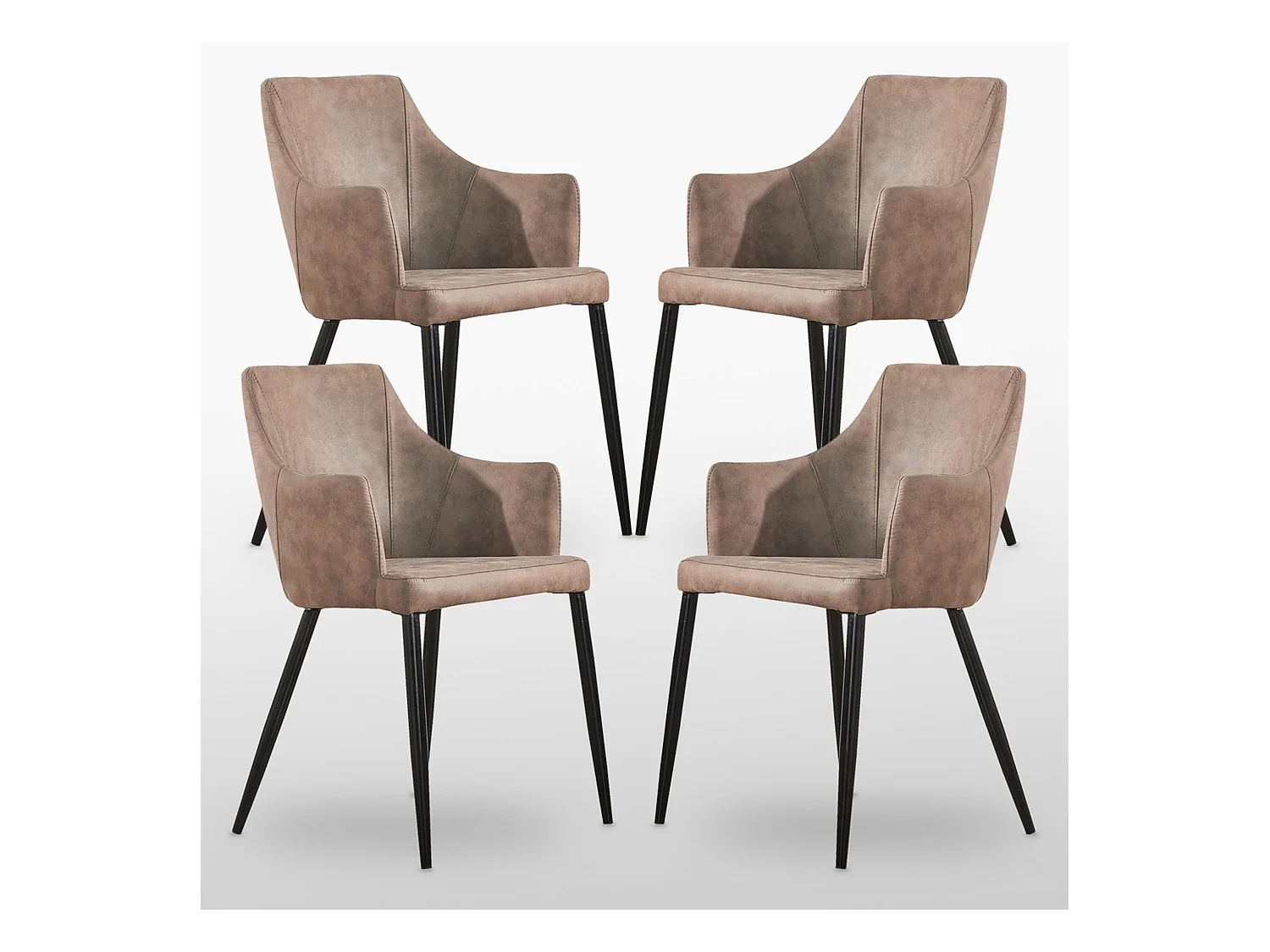 ZARAH - Lot de 4 Chaises Design en Simili Cuir - Rembourrée - Marron